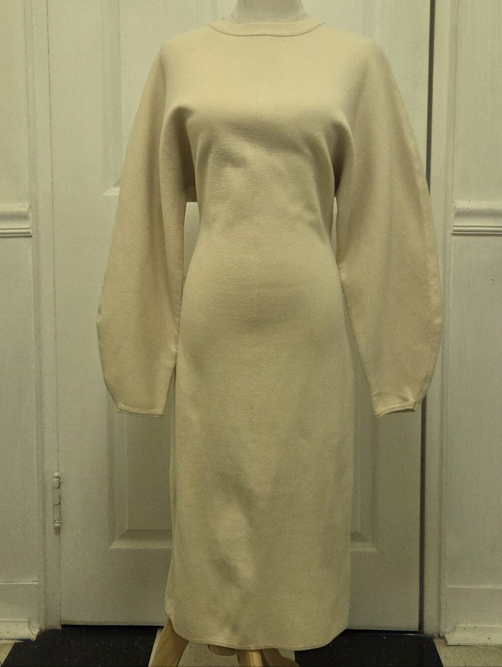H&M Knit Cream Long Sleeve Midi Dress